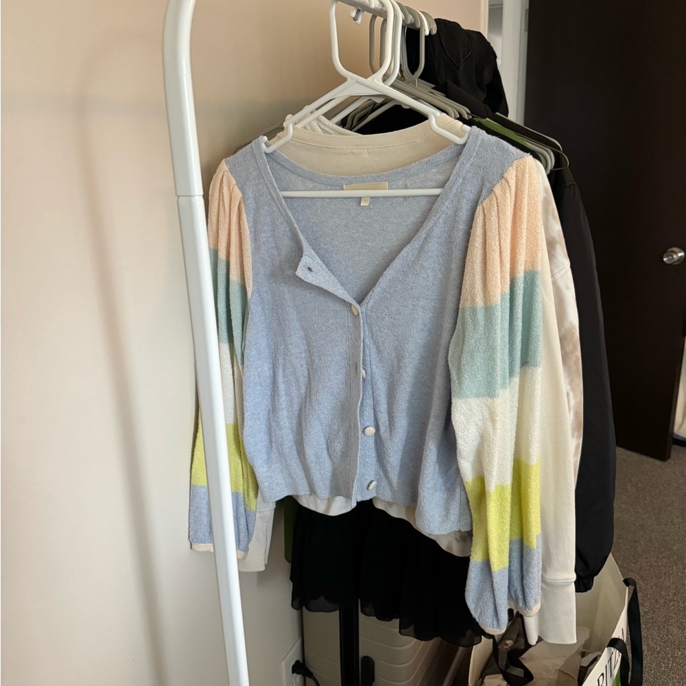 LoveShackFancy Aidyn Pastel Rainbow Cropped Cardigan